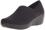 Crocs Women's Busy Day Stretch Asymmetrical Wedge Flat, Black/Black