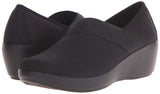 Crocs Women's Busy Day Stretch Asymmetrical Wedge Flat, Black/Black