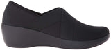 Crocs Women's Busy Day Stretch Asymmetrical Wedge Flat, Black/Black
